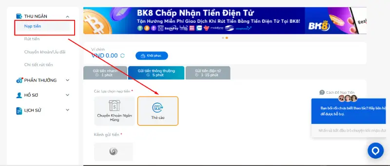 Nạp Tiền BK8 Nhanh Chóng, Đơn Giản Cho Mọi Tài Khoản