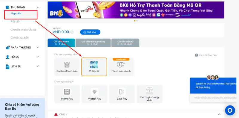 Nạp Tiền BK8 Nhanh Chóng, Đơn Giản Cho Mọi Tài Khoản