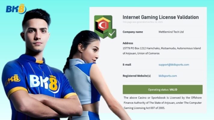 Giấy phép hoạt động BK8 – hợp pháp, uy tín quốc tế